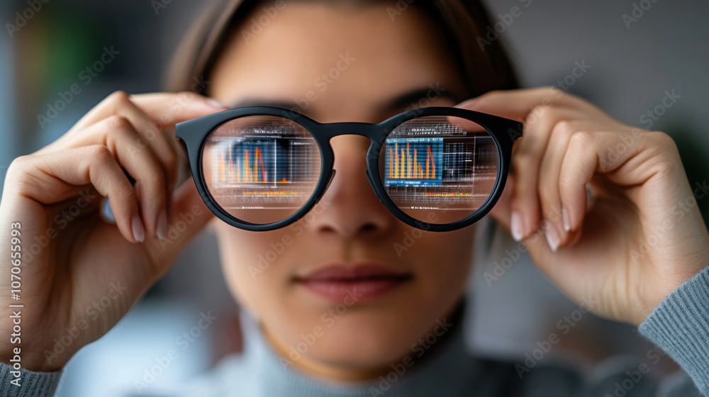 Person Using Augmented Reality Glasses for Tracking Data