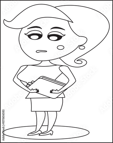 Business Lifel girl cartoon Coloring Page For Kids.