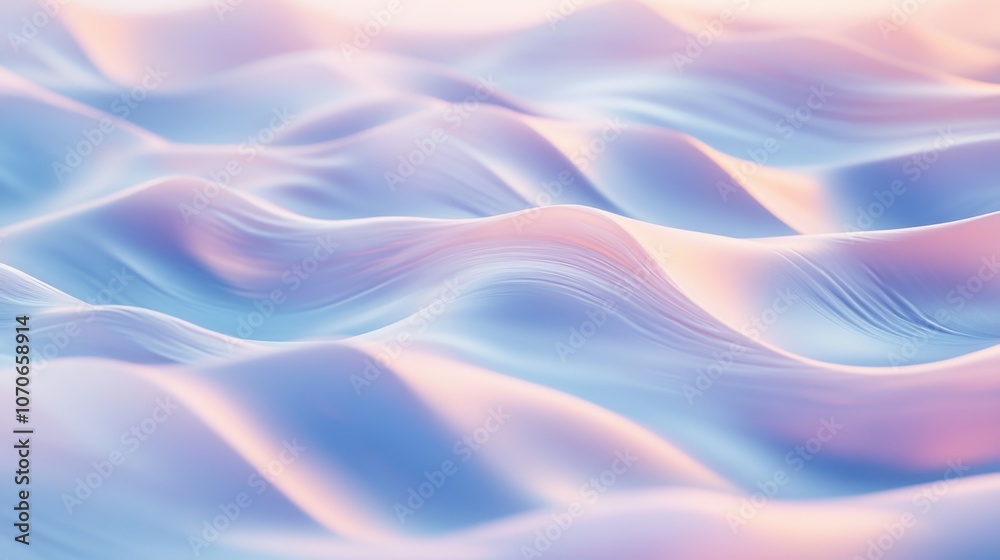 Fototapeta premium Soft, flowing waves in pastel colors create a serene, calming atmosphere resembling a gentle landscape.