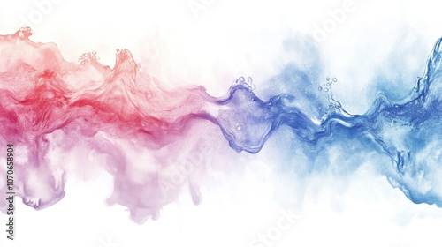 A vibrant abstract wave of pink and blue liquid flowing harmoniously, creating an ethereal atmosphere.