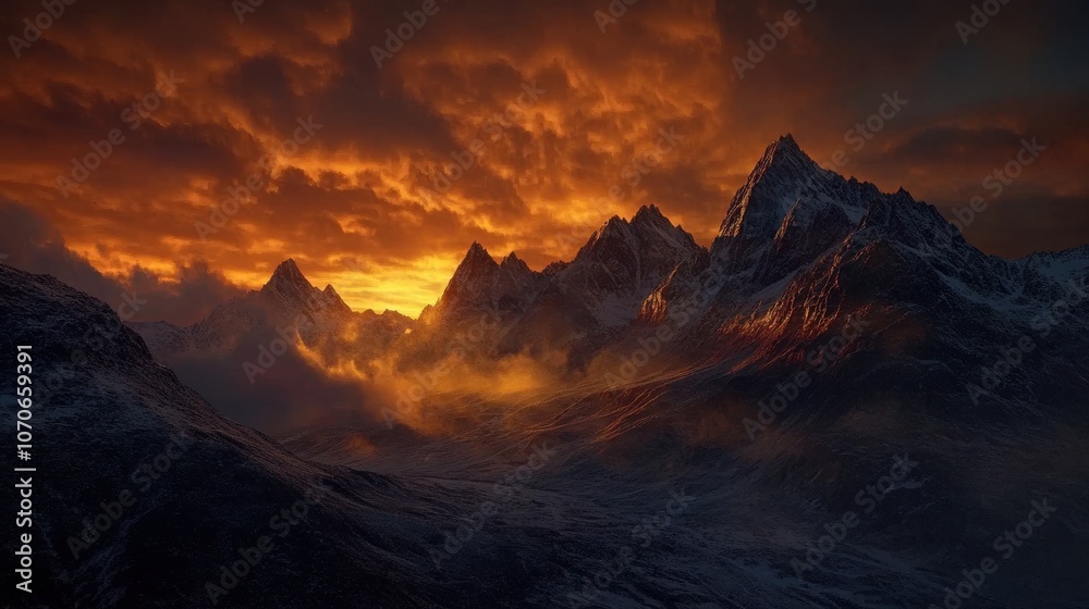A breathtaking view of rugged mountains illuminated by a fiery sunset, casting dramatic shadows and highlighting the natural beauty of the terrain, showcasing a perfect blend of colors. A breathtaking view of rugged mountains illuminated by a fiery sunset, casting dramatic shadows and highlighting the natural beauty of the terrain, showcasing a perfect blend of colors.