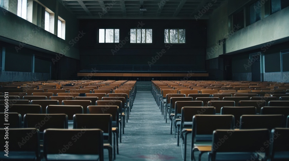 Empty Auditorium with Rows of Seats Empty Auditorium with Rows of Seats