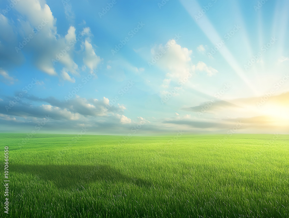 A lush green field under a bright blue sky, capturing the essence of freedom and imagination in a serene setting. A lush green field under a bright blue sky, capturing the essence of freedom and imagination in a serene setting.