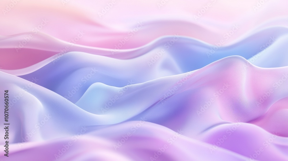 Obraz premium Soft pastel waves of fabric in shades of pink and blue create a serene and calming atmosphere.