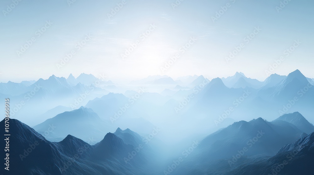 A breathtaking view of serene blue mountains under a soft, hazy sky, evoking tranquility and openness. A breathtaking view of serene blue mountains under a soft, hazy sky, evoking tranquility and openness.