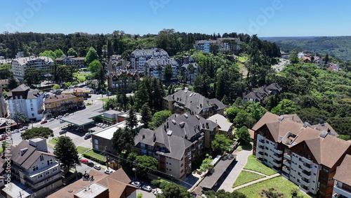 Gramado Skyline At Gramado In Rio Grande Do Sul Brazil. Metropolis Landscape. Residential Buildings. Downtown District. Gramado Skyline At Gramado In Rio Grande Do Sul Brazil. Beautiful City Skyline.