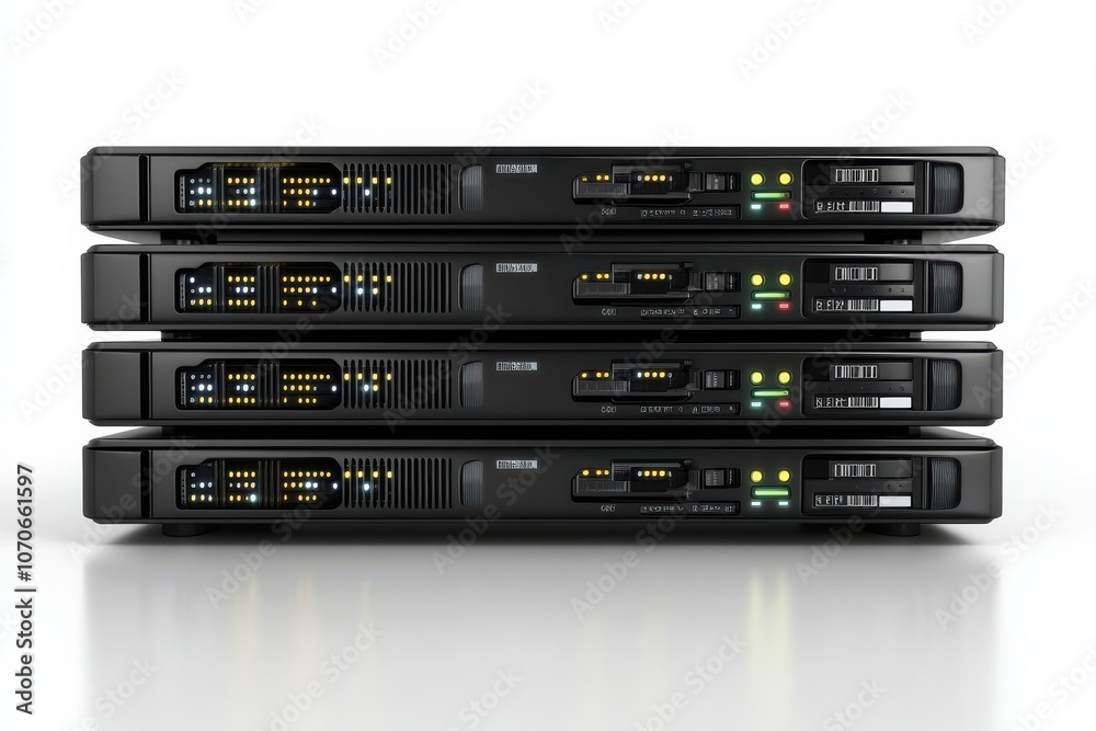 Stack of Servers with Blinking Lights and Clear Background Stack of Servers with Blinking Lights and Clear Background