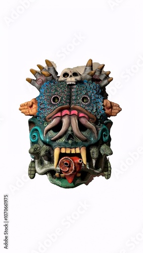 painted tiki mask with white background