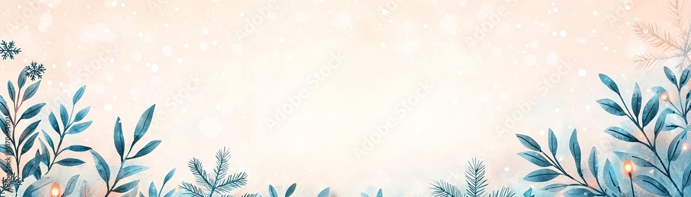 Elegant floral border design with delicate blue leaves on a soft background. Elegant floral border design with delicate blue leaves on a soft background.