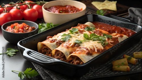 Traditional Honduran Enchiladas with Ground Beef, Lettuce, Cheese, and Tomato Sauce - Hispanic Heritage Month Cuisine