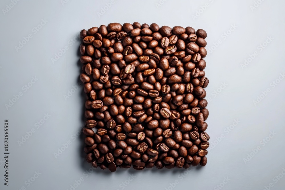 Minimalist coffee beans arranged in a simple grid on a white background, capturing elegance in simplicity