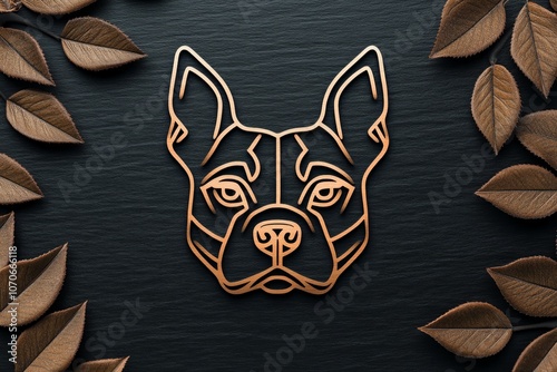 Outline of a dogâ€™s face with ears and nose in a minimalist, stylized design photo