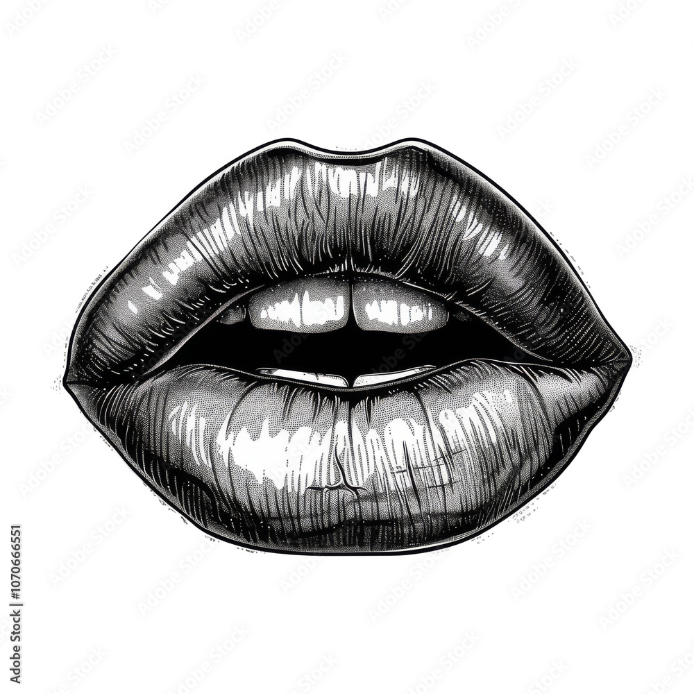 lips drawing in engraving style on transparent background lips drawing in engraving style on transparent background