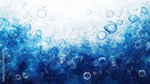 Abstract underwater bubbles creating a soothing blue gradient with a sense of tranquility and movement.