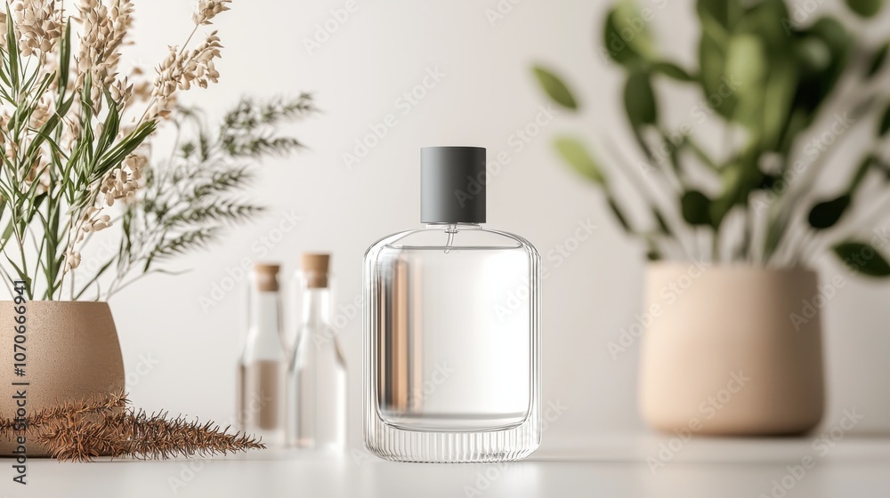 Create a minimalistic mockup for a sleek perfume prototype bottle design Create a minimalistic mockup for a sleek perfume prototype bottle design