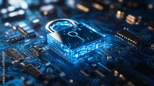 Cyber security and data protection on internet. Person touching virtual shield, secure access, encrypted connection. Password protected system and storage. Cybersecurity technology.