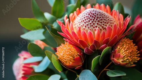 Close-up of a Protea Flower Bouquet