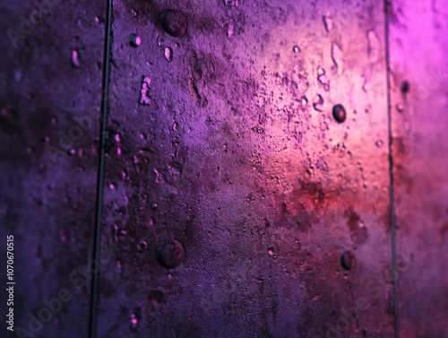 Rustic Metal Wall with Purple Gel Lighting