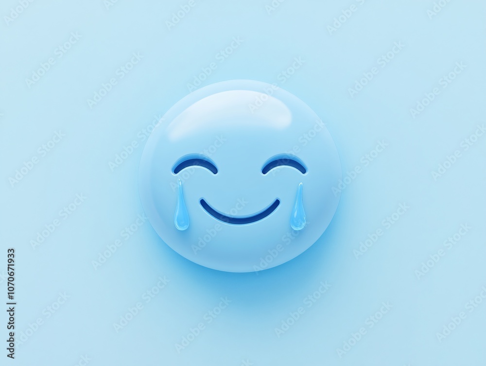 3D Blue Crying Emoji Illustration 3D Blue Crying Emoji Illustration