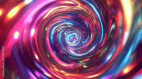 A vibrant abstract swirl of colorful lights and reflections creating a mesmerizing vortex effect.