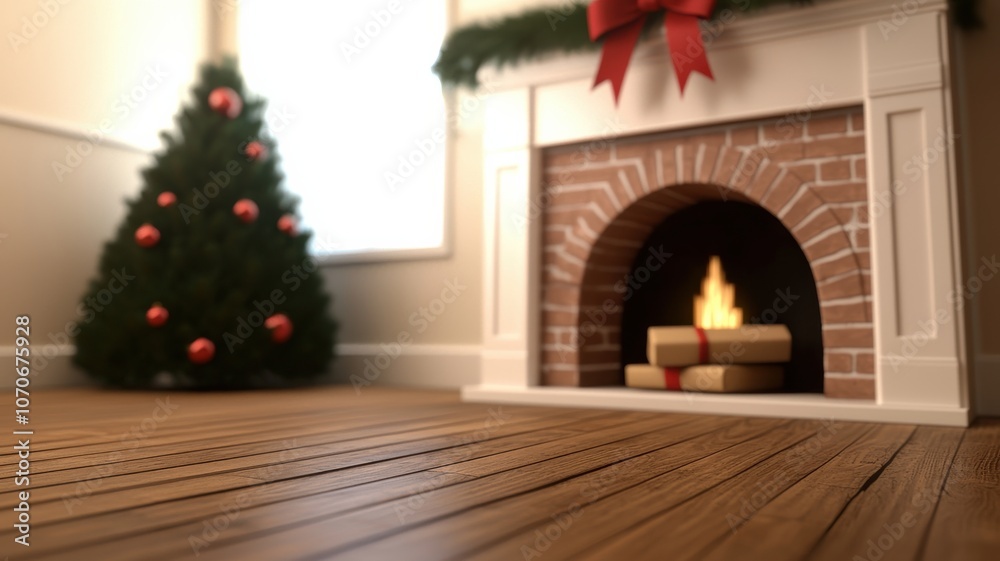 A cozy holiday scene featuring a decorated Christmas tree, a warm fireplace with presents, and festive decorations. A cozy holiday scene featuring a decorated Christmas tree, a warm fireplace with presents, and festive decorations.