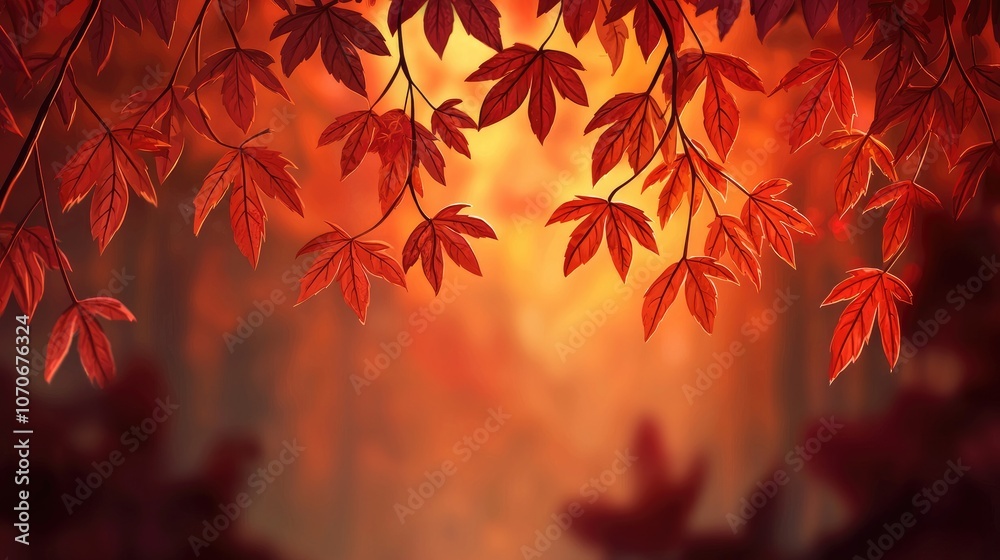 Vibrant Autumn Leaves in Red and Orange Shades Vibrant Autumn Leaves in Red and Orange Shades