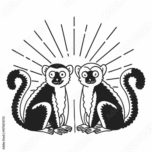 Radiant Lemur Line Art Vector