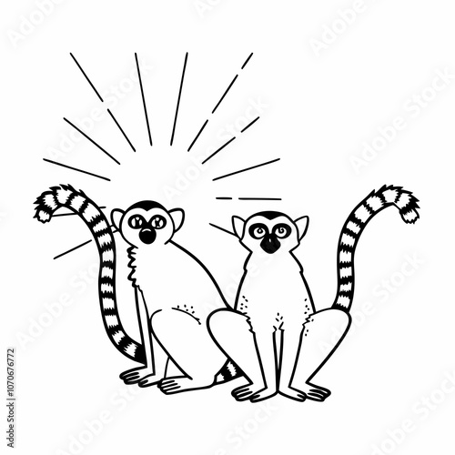 Radiant Lemur Line Art Vector