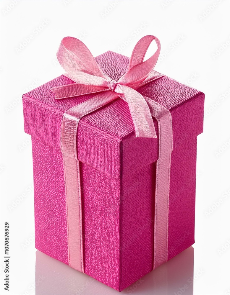 Obraz premium pink gift box with ribbon