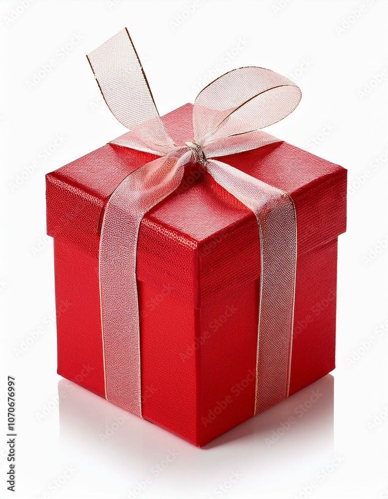 Obraz premium red gift box with ribbon