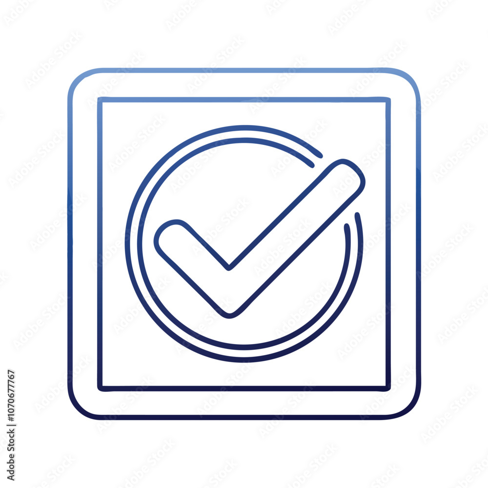 Checkmark Icon in Blue Outline Box, Minimalist blue outline icon featuring a checkmark inside a square box, symbolizing approval, validation, or completion.
Checkmark Icon in Blue Outline Box, Minimalist blue outline icon featuring a checkmark inside a square box, symbolizing approval, validation, or completion.