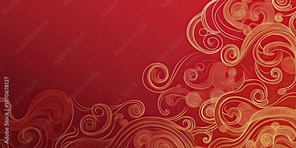 Red background with intricate golden swirls Red background with intricate golden swirls