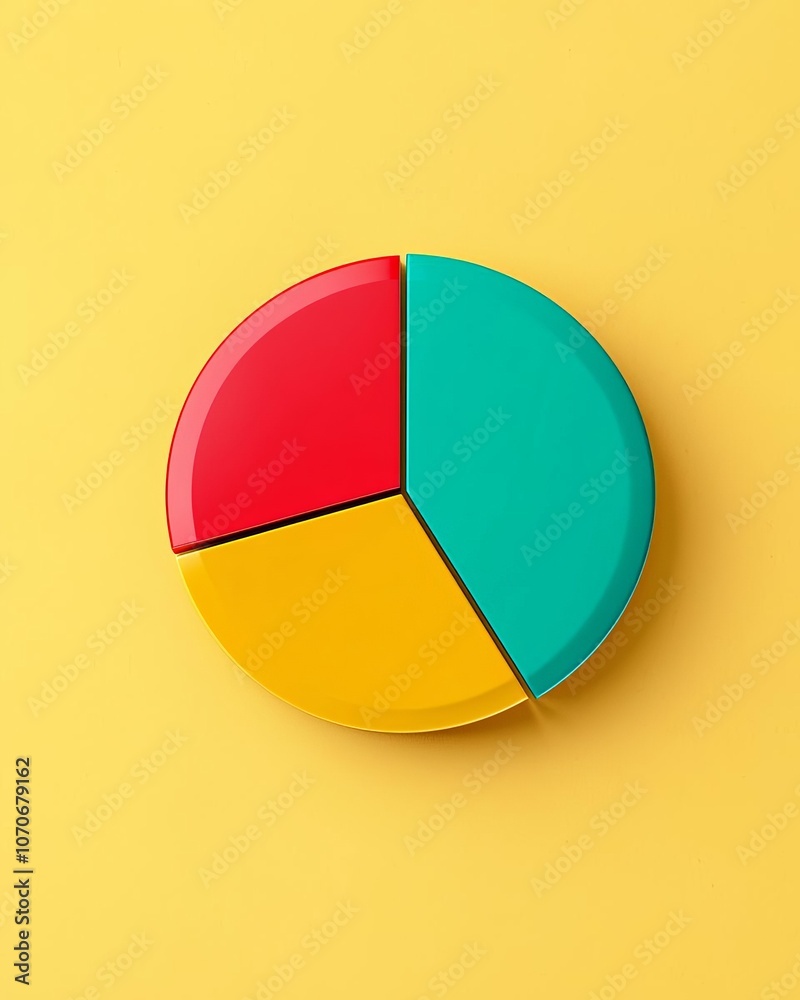 Colorful pie chart model on a vibrant yellow background. Colorful pie chart model on a vibrant yellow background.