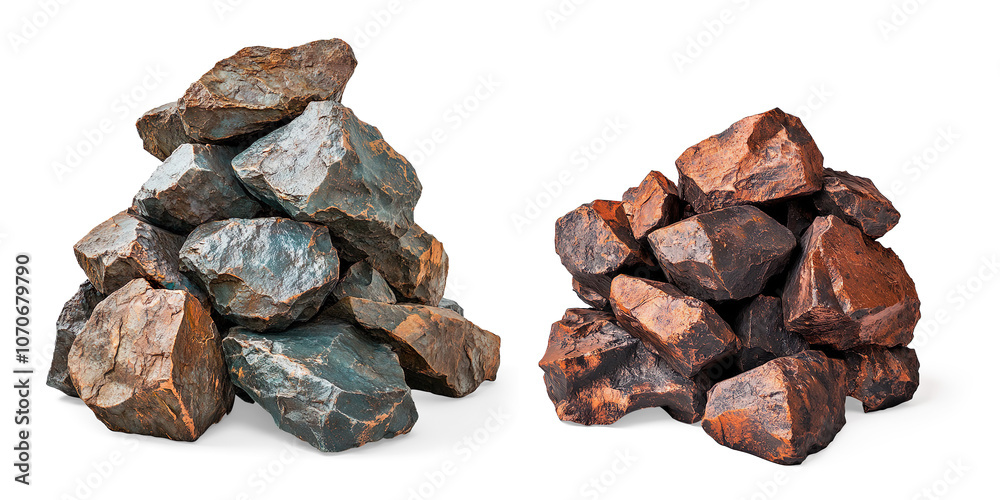 Pile of Large Rough Dark-Colored Rocks on a Transparent Background Pile of Large Rough Dark-Colored Rocks on a Transparent Background