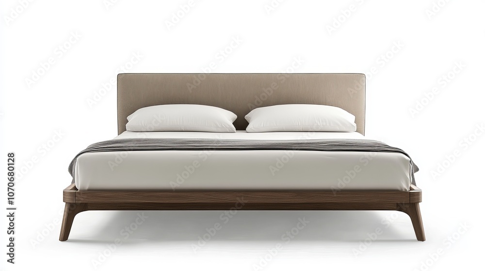Obraz premium A minimalist cutout white background with a modern double bed 