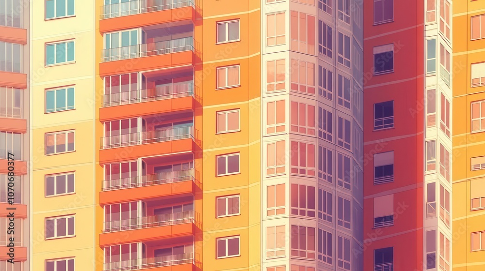 High-rise with energy-saving windows, Cinnamon Slate architecture, flat design illustration High-rise with energy-saving windows, Cinnamon Slate architecture, flat design illustration