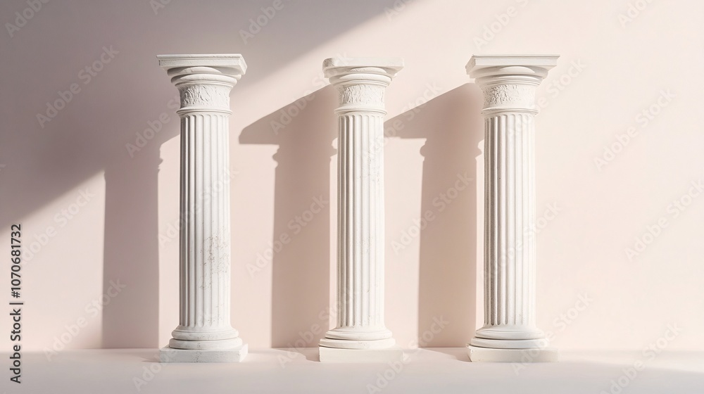 Classical Architectural Columns on Pink Background Classical Architectural Columns on Pink Background