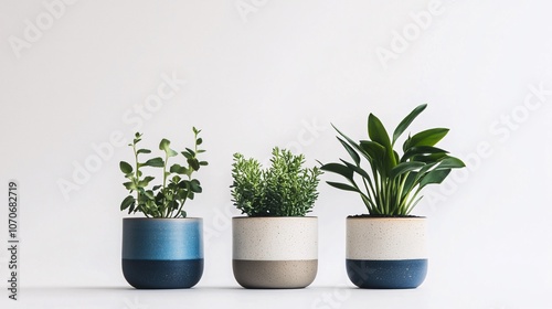 Potted Plants on White Background: A Touch of Greenery