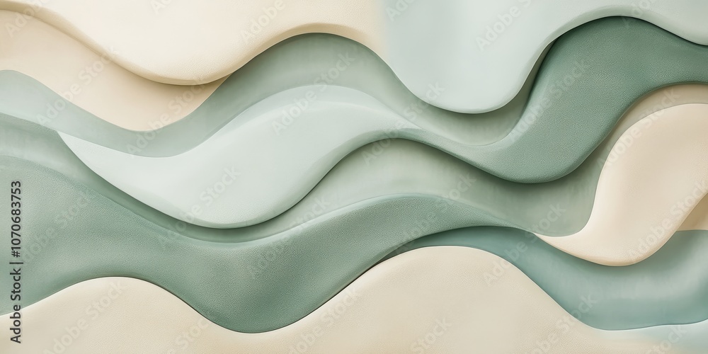 Fototapeta premium Tranquil seafoam and beige shapes with gentle curves and gradients