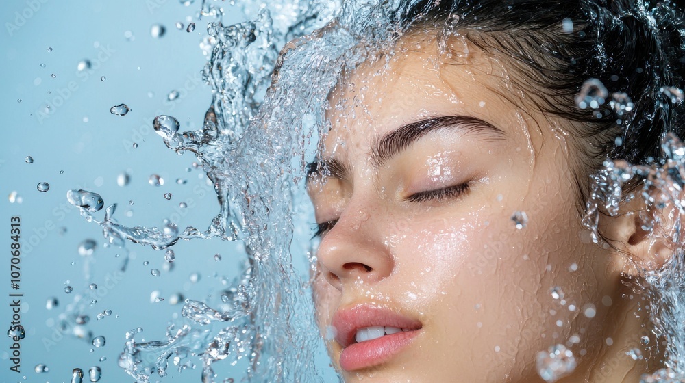 Naklejka premium Artistic Water Portrait of a Serene Woman