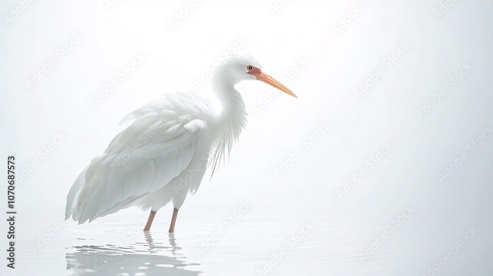 Obraz premium Serene White Bird in Water: A Minimalist Nature Photograph