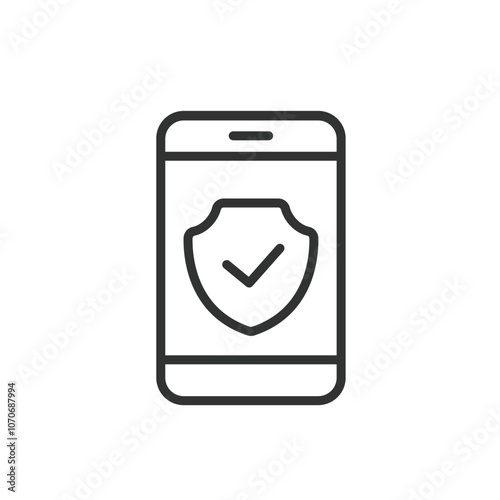 Secure phone protected, icon in line design. Secure, phone, protected, security, privacy, encryption, data on white background vector. Secure phone protected editable stroke icon