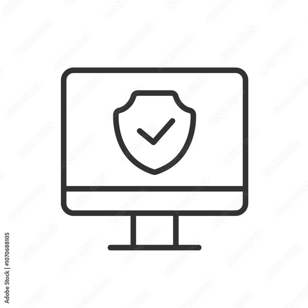 Secure PC protected, icon in line design. Secure, PC, protected, security, privacy, encryption, data on white background vector. Secure PC protected editable stroke icon Secure PC protected, icon in line design. Secure, PC, protected, security, privacy, encryption, data on white background vector. Secure PC protected editable stroke icon