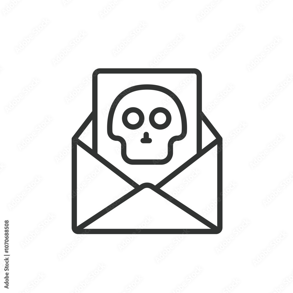 Mail virus, icon in line design. Mail, virus, malware, email, infection, cybersecurity, phishing on white background vector. Mail virus editable stroke icon Mail virus, icon in line design. Mail, virus, malware, email, infection, cybersecurity, phishing on white background vector. Mail virus editable stroke icon