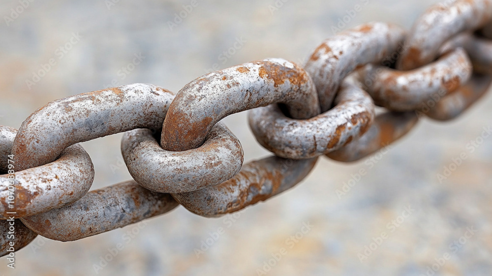 close-up shot of a chain, with each link intricately designed, symbolizing strength, unity, and interconnectedness. The detailed texture emphasizes resilience and the power of connections close-up shot of a chain, with each link intricately designed, symbolizing strength, unity, and interconnectedness. The detailed texture emphasizes resilience and the power of connections