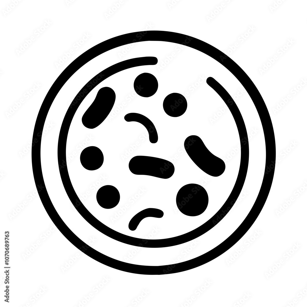 Petri dish icon featuring bacteria and microorganisms no background Petri dish icon featuring bacteria and microorganisms no background