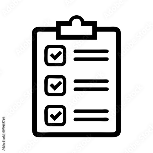 Patient survey icon featuring a clipboard with checkboxes no background
