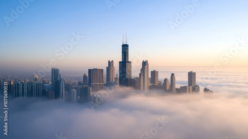 Chicago Skyline Above The Clouds