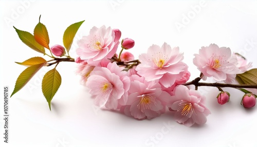 Sakura branch flower isolate on White background