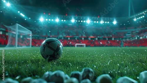 Soccer ball on the field, ready for the game.